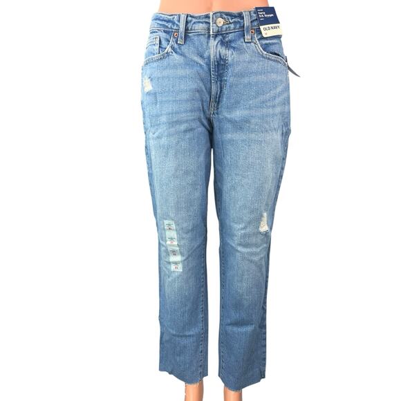 NEW Old Navy Women's Blue High Rise Curvy O.G. Straight Denim Jeans Size 12 - Picture 1 of 6